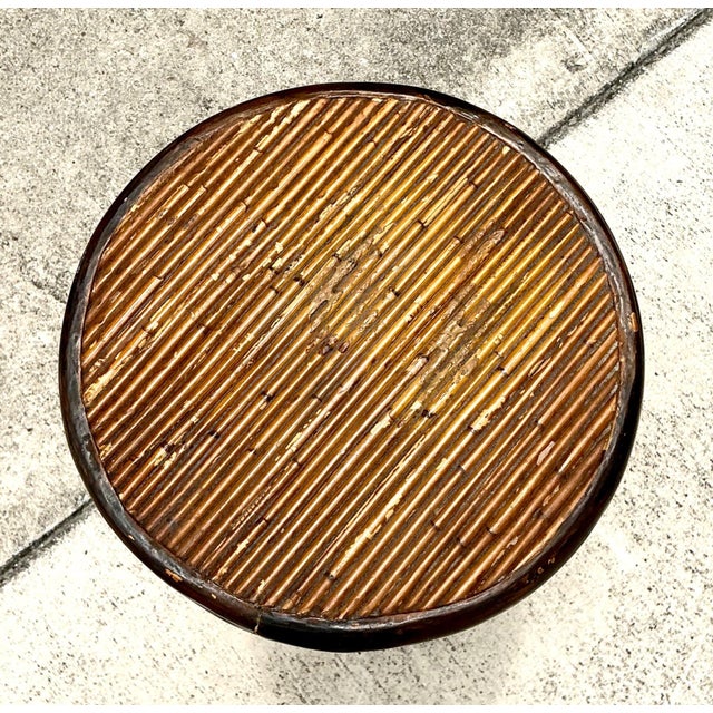 Vintage Reed and Wood Cylinder Pedestal For Sale - Image 11 of 17