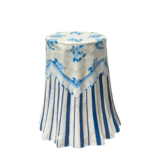 Vintage Trompe Loeil Hand Painted Skirted Side Table For Sale In Charlotte - Image 6 of 17