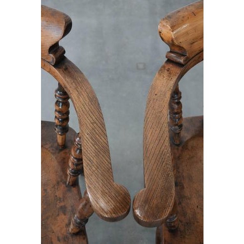 Brown Set of 2 Antique English Captain Chairs/ Side Chairs/ Office Chairs from the Early 19th Century, Set of x For Sale - Image 8 of 16