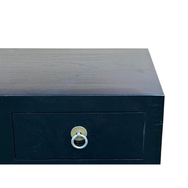Black 37" Black 4 Drawers Moon Face Slim Narrow Foyer Console Side Table For Sale - Image 8 of 12