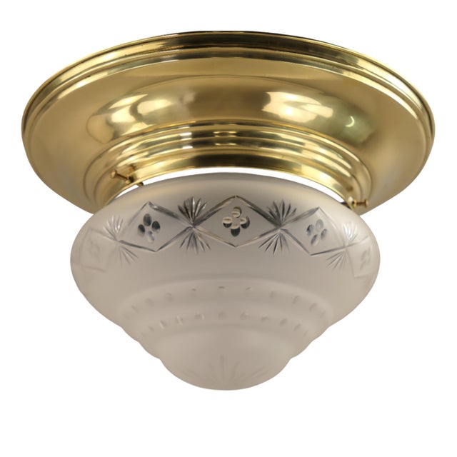 Art Deco Cut Glass Ceiling Lamp, Austria, 1920s For Sale