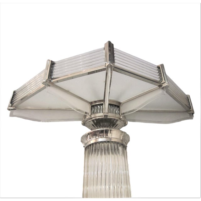 White Mid 20th Century Petitot Monumental 53" Ht Pair of French Modernist Sconces Glass Rod & Nickel Bronze For Sale - Image 8 of 16