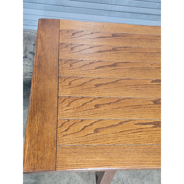 1990s Stickley Oak Mission Arts & Craft Style Dining Table W 2 Leaves For Sale In Cleveland - Image 6 of 16