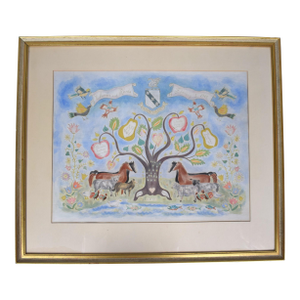 Cary Family Tree 1957 Watercolor by Ginny Tillou