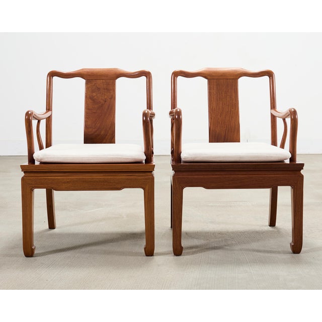 Chinese Pair of Chinese Export Ming Dynasty-Style Hardwood Armchairs For Sale - Image 3 of 18