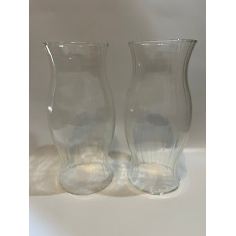 Ribbed Glass Hurricane Shades a Pair For Sale - Image 4 of 7