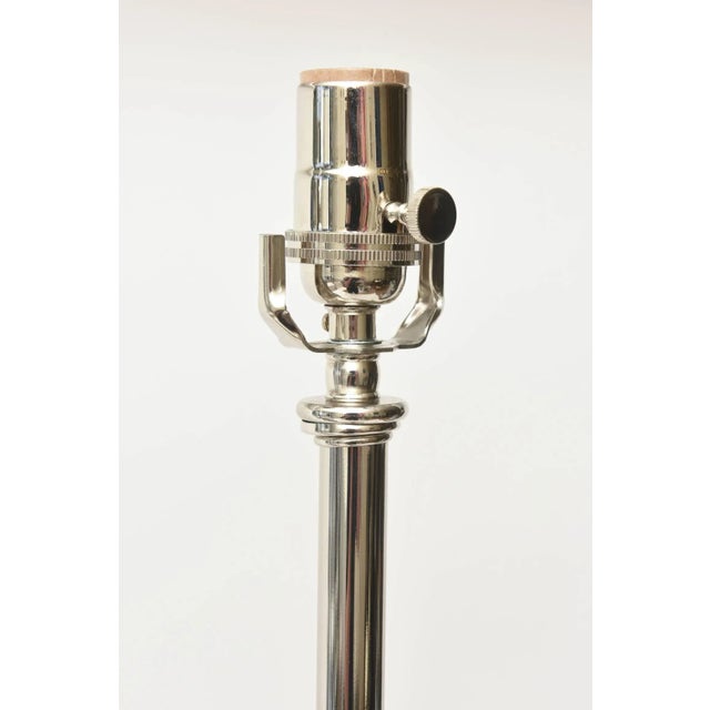 Mid-Century Modern Mid Century Modern Rembrandt Nickel Silver Abacus Table Lamps Pair of Restored For Sale - Image 3 of 11