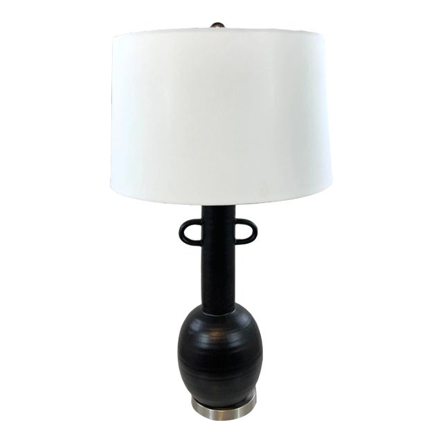 Modern Matte Black Amphora Style Table Lamp For Sale