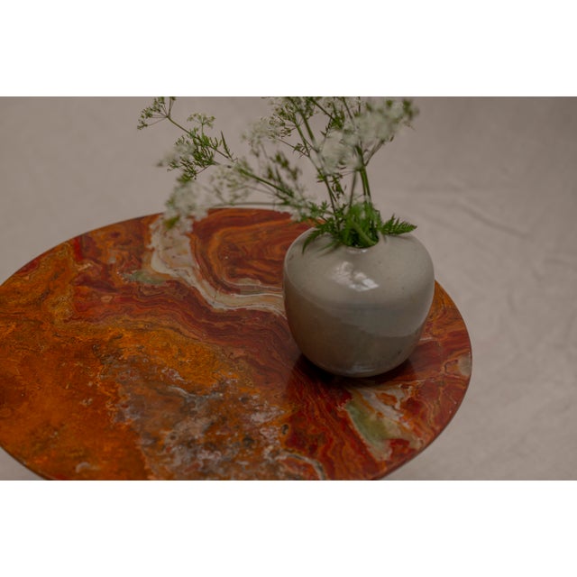 Metal Dutch Brutalist Side Table with Red Onyx Top, 1970s For Sale - Image 7 of 8