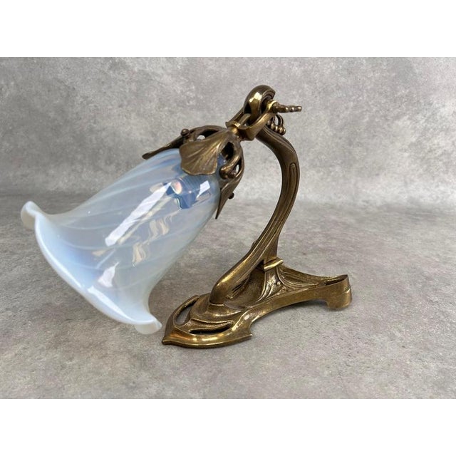 Art Nouveau Wall Lamps with Opal Iridescent Glass, 1960s, Set of 3 For Sale - Image 6 of 10