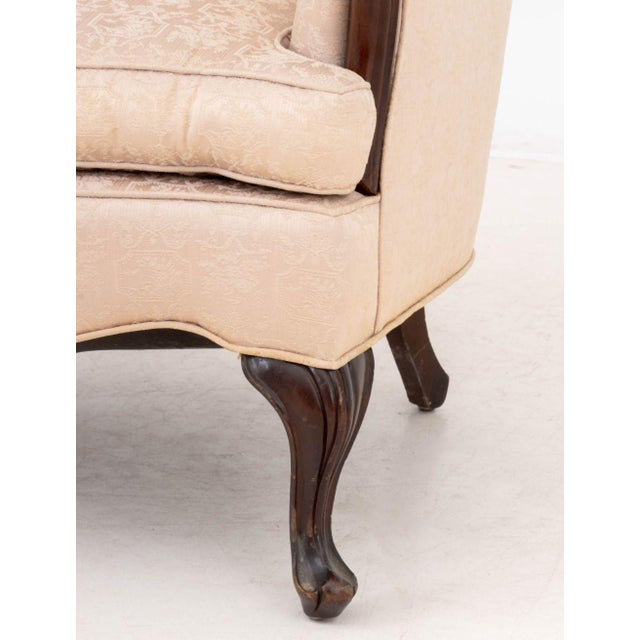 18th Century Queen Anne Style Pink Silk Upholstered Armchair For Sale - Image 5 of 8