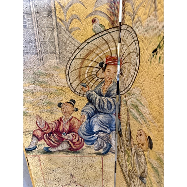 Large Eight Panels Asian Inspired Room Divider by Maitland Smith For Sale - Image 11 of 18