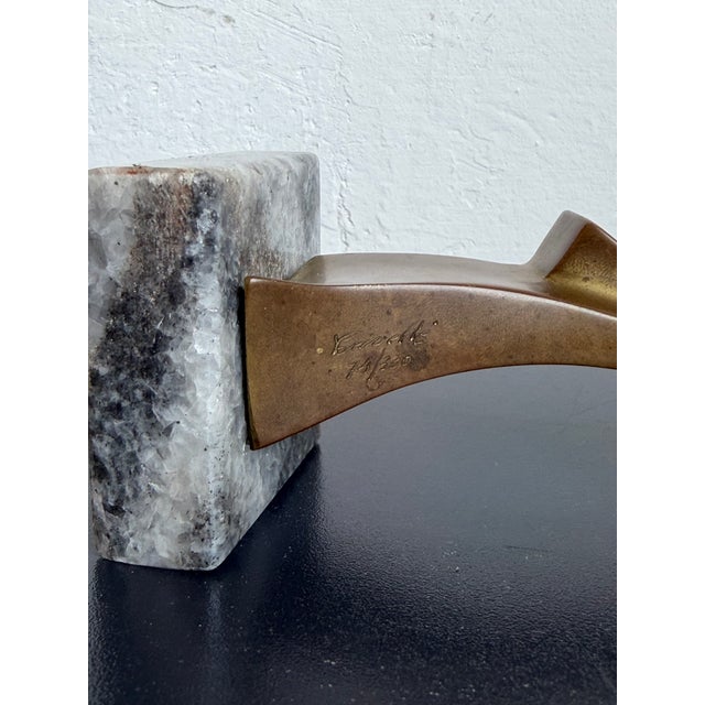 Roberto G. Crivelle Bronze Abstract Female Sulpture on Granite Base, 1980s For Sale - Image 11 of 14