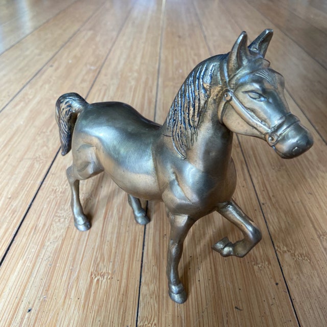 1970s Vintage Brass Horse Figurine For Sale - Image 5 of 6