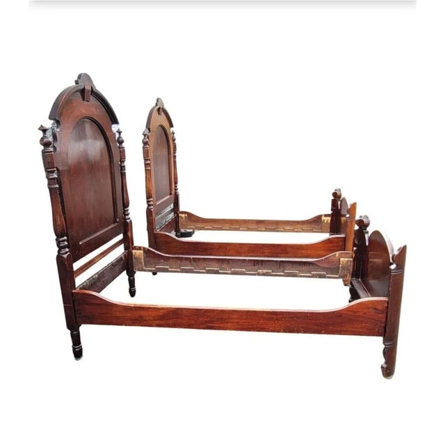 A rare pair 1840s Victorian Mahogany High Back head board Twin Bedsteads. Good antique condition. Measures 41" in width,...