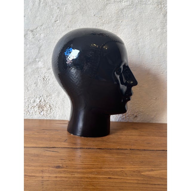 Ceramic Vintage Black Ceramic Mannequin Display Head from Royal Crown Holland, 1970s For Sale - Image 7 of 8