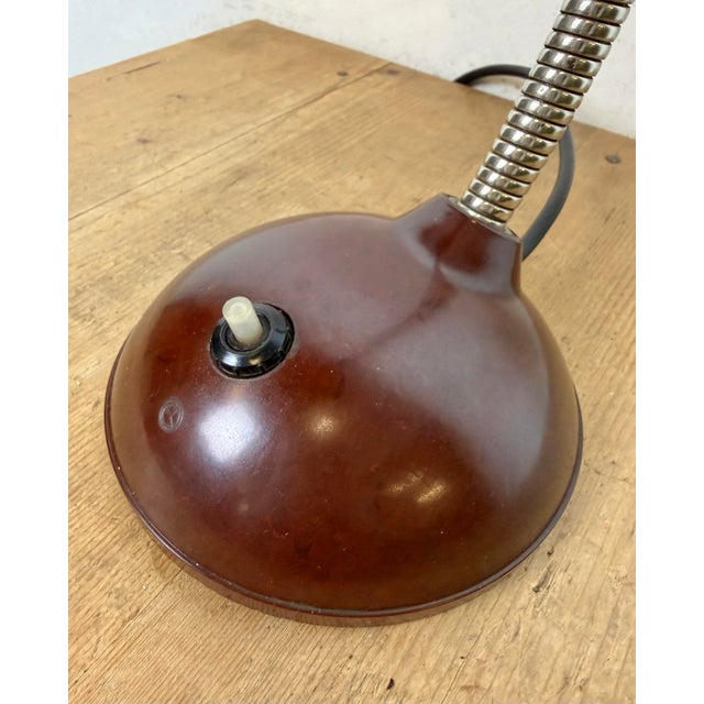 Vintage Brown Bakelite Gooseneck Table Lamp, 1960s For Sale - Image 17 of 18
