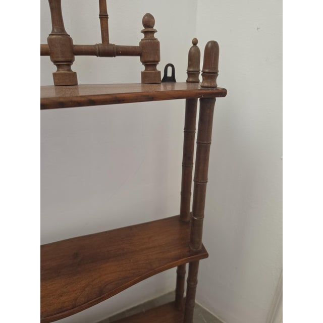 Late 20th Century Vintage Bamboo Wall Shelf Faux Bamboo Étagère Hollywood Regency Wall Display Shelf Chinoiserie Cottage Bookcase Decor For Sale - Image 5 of 11