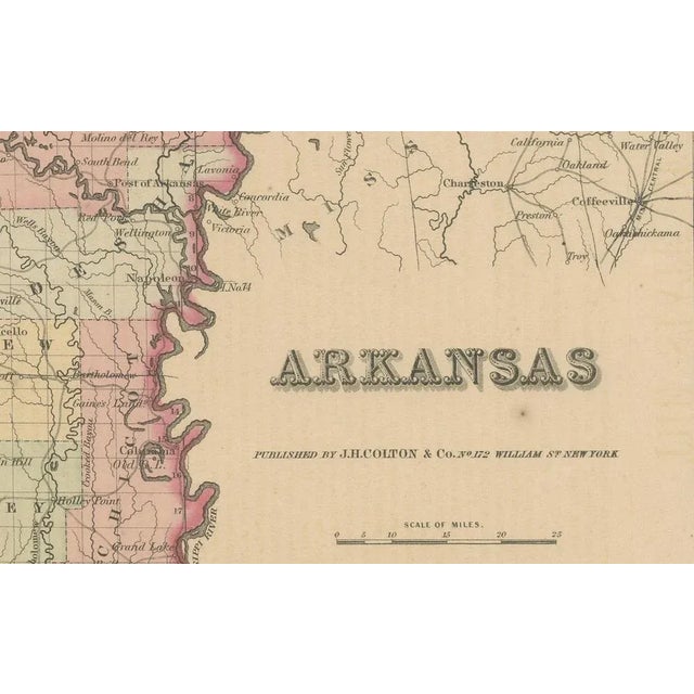 Arkansas Map by Colton, 1864 For Sale - Image 4 of 10