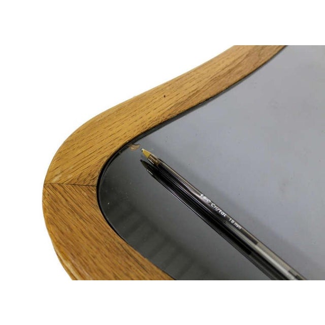 Art Deco Etched Glass Cerused Blond Oak rounded Corners Rectangle Coffee Table For Sale - Image 6 of 10