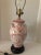 Vintage Mid 20th Century Italian Glazed Ceramic Pink Floral Table Lamp For Sale - Image 4 of 13