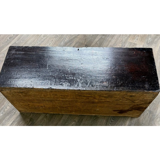 Late 19th Century Antique Primitive Painted Pine Blanket Chest Trunk For Sale - Image 5 of 15