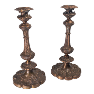 19th Century Pair of French Copper Neoclassical Candlesticks by Jean-Francois Veyrat