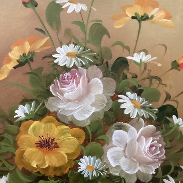 Mid 20th Painting on Canvas Flower Bouquet Still Life Framed Signed by Artist For Sale - Image 4 of 12