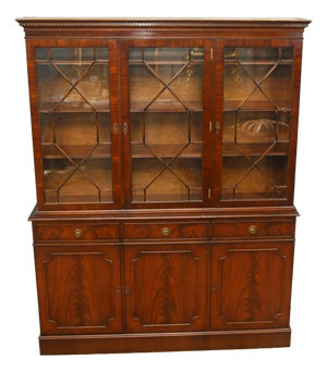 Georgian Revival Mahogany Bookcase Cabinet