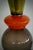 Mid-Century Round Orange and Green Murano Art Glass and Brass Table Lamp, 2000s For Sale - Image 6 of 9