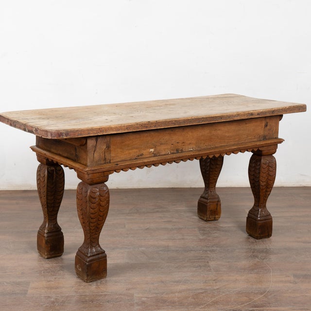 18th Century Baroque Oak Library Console Table With One Drawer For Sale - Image 14 of 14
