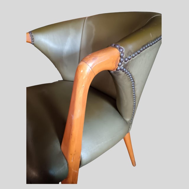 Wood Belgian Club Armchairs from the Former National Bank of Belgium, Antwerp, 1950s, Set of 4 For Sale - Image 7 of 10