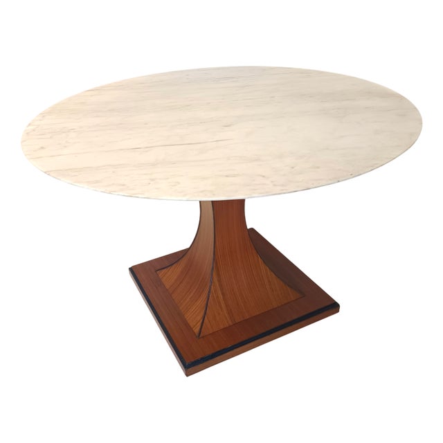 Dining Table with Portuguese Pink Marble Top in the style of Carlo De Carli, 1960s For Sale