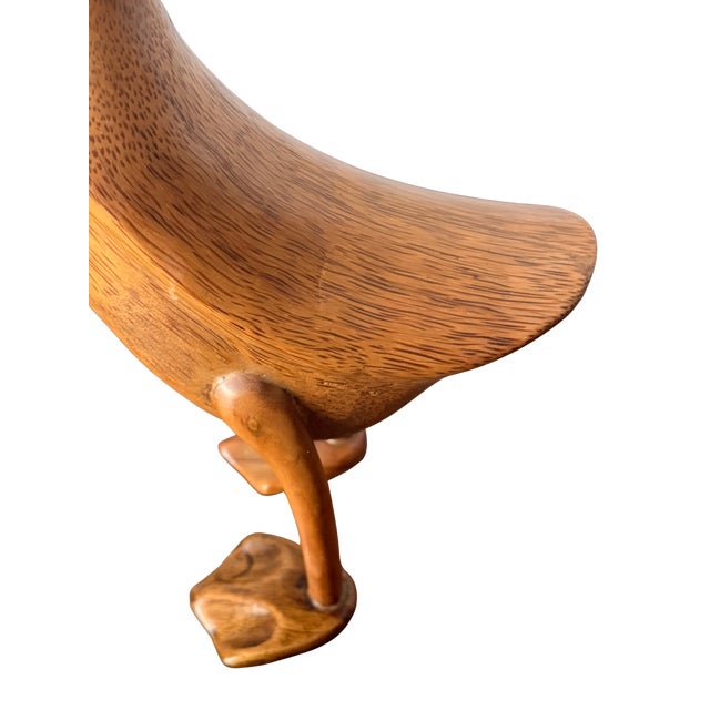 Mid 20th Century Duck Hand-Carved Natural Wooden Duck Sculpture – Organic Modern Folk Art Figurine, Sustainable Bamboo Root Decor For Sale - Image 16 of 17