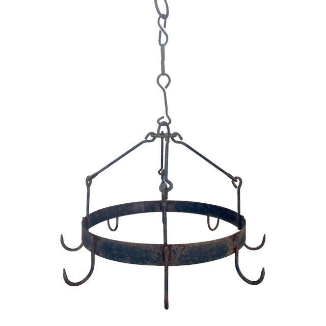 Early 19th Century Handwrought Iron Game Rack or Hanging Pot Rack For Sale