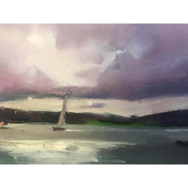 2010s Sailing Under Purple Skies Original Oil Painting by David Beynon Pena For Sale - Image 5 of 6