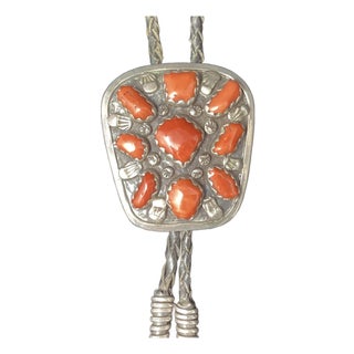 Carmelo Patania (1902-1999) Outstanding Mediterranean Coral Set in Sterling Silver W Lovely Aglets. For Sale