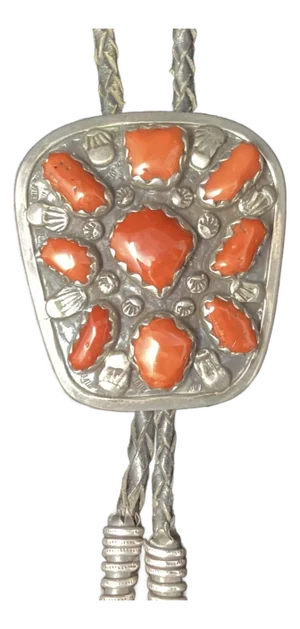 Carmelo Patania (1902-1999) Outstanding Mediterranean Coral Set in Sterling Silver W Lovely Aglets.