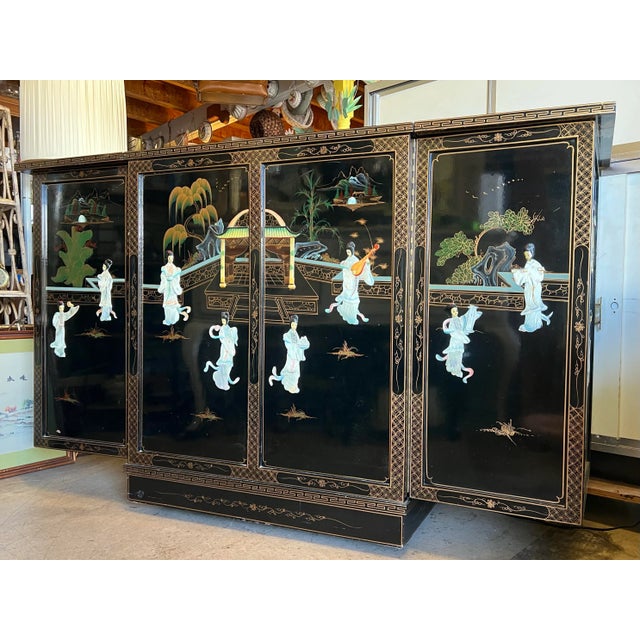 Mid Century Asian Folding Bar Cart & Cabinet For Sale In West Palm - Image 6 of 12