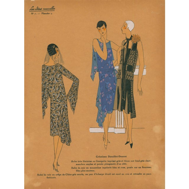 Original 1928 French pochoir color plate from Les Idées Nouvelles de la Mode et des Arts, under the artistic direction of...