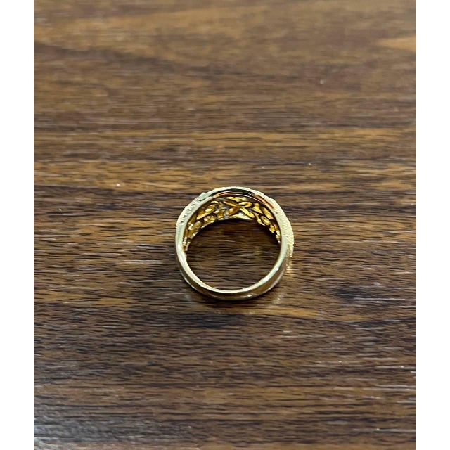 Edwardian Style Diamond Bezel Filigree 14k Yellow Gold Vintage Details Band Ring For Sale - Image 9 of 11