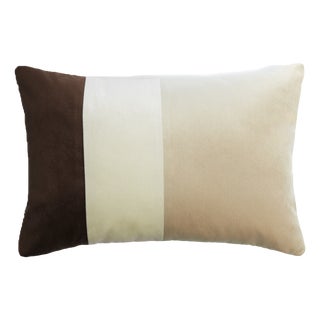Triple Cushion in Velvet Brown and White Beige from Lo Decor For Sale