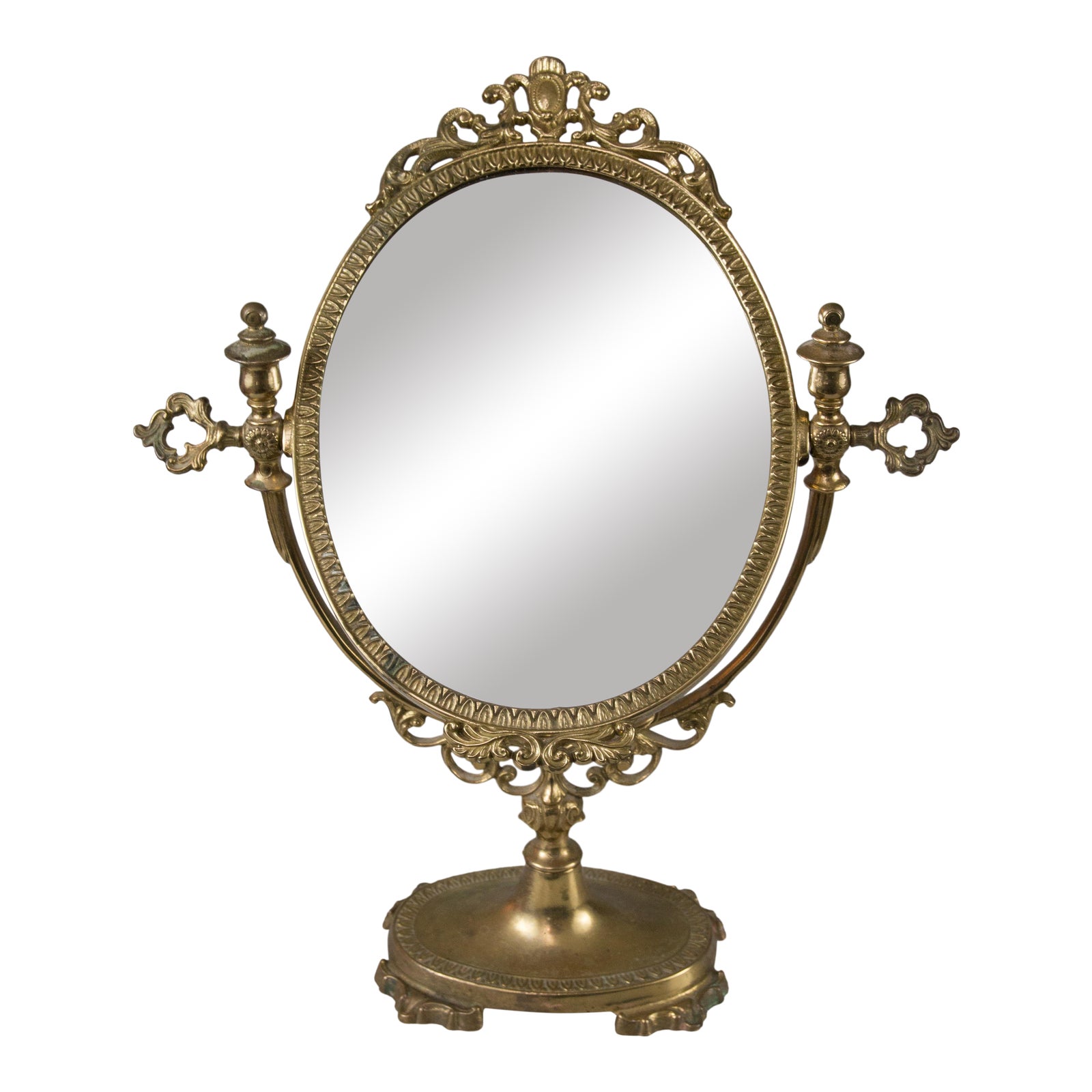 Vintage French Brass Vanity Table Mirror Chairish