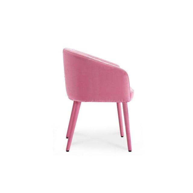 Dining Chair in Pink Velvet with Pink Legs. The Utopía Dining Chair brings wild imagination to life, combining bold design...