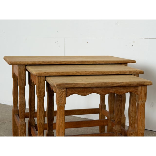 Mid-Century Modern Scandinavian Modern Oak Nesting Tables from Henning Kjærnulf, Denmark, 1960s For Sale - Image 3 of 12