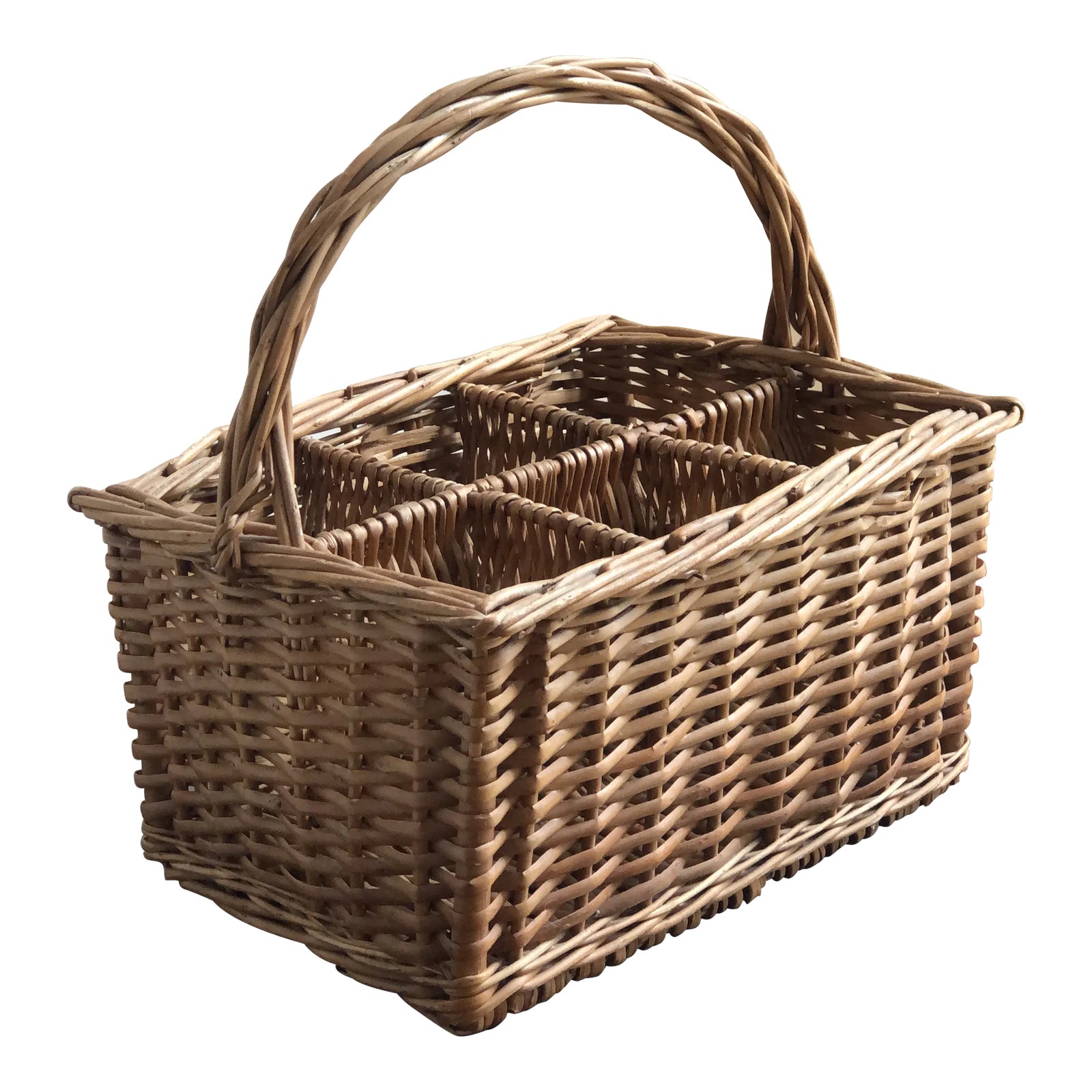 Vintage European Style Wicker Wine Basket Carrier Chairish