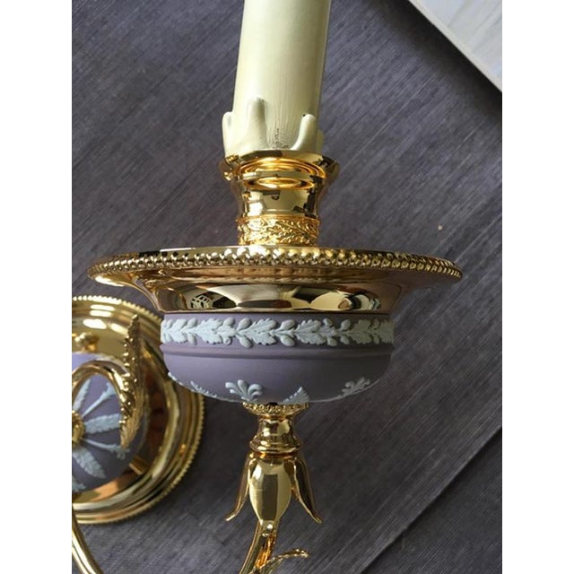 Postmodern Brass and Porcelain Wall Sconce from Wedgwood, Italy, 1970s For Sale - Image 4 of 18