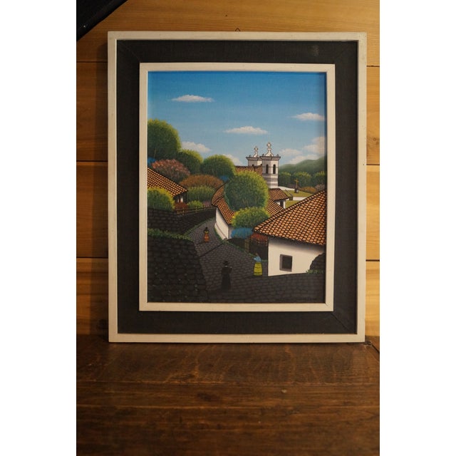 Paint 1970s Jose Antonio Velasquez Street Scene Painting For Sale - Image 7 of 10