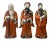 Chinese Distressed Orange Color Fenghsui Fok Lok Shao Figure Set For Sale