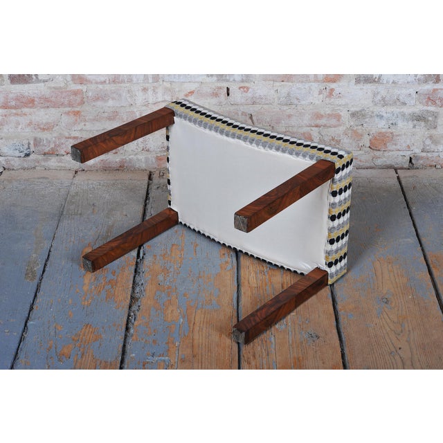 Czech Art Deco Upholstered Walnut Ottoman, 1920s For Sale - Image 9 of 12